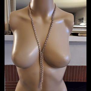 Rose Gold and crystal lariat style necklace